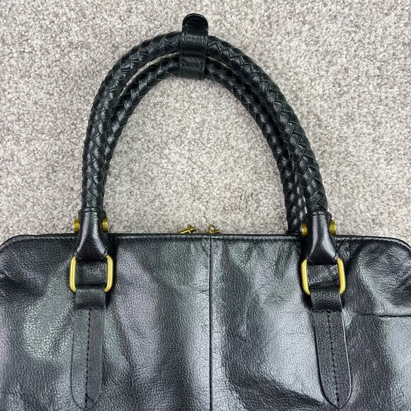 Elliott Lucca Genuine Leather Black Satchel - Picture 4 of 16